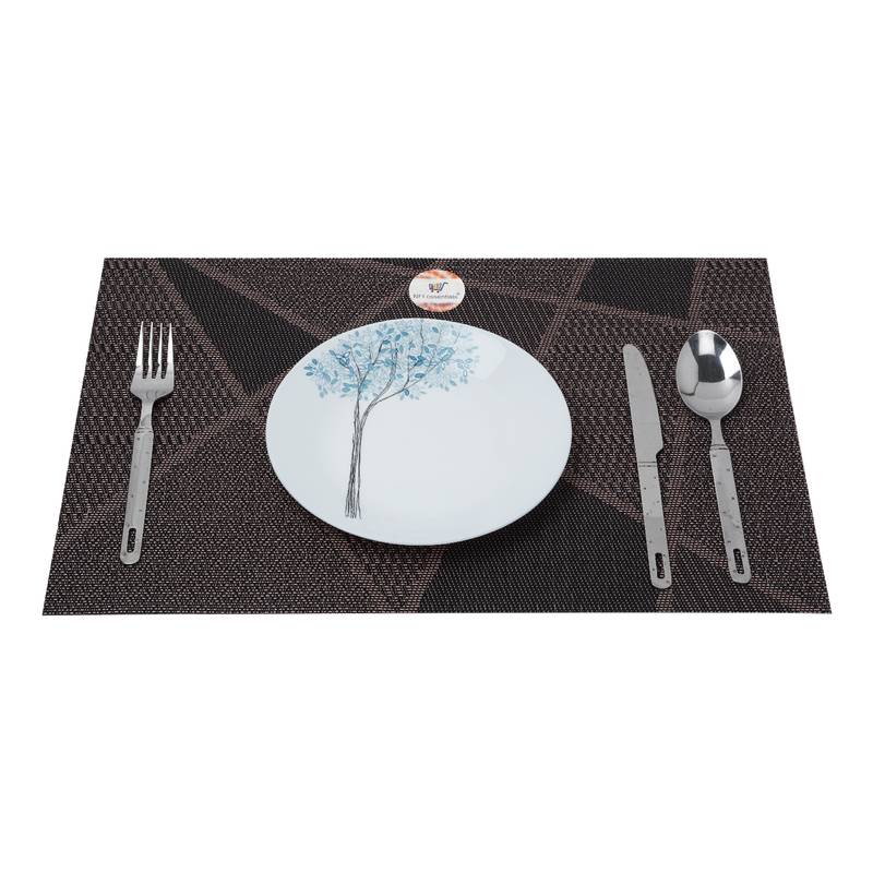 NFI essentials PVC Dining Table Dinner Mats Set of 6 Pcs Dinner Placemats Multipurpose Dinner & Kitchen Coaster (Brown)