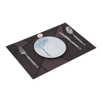 NFI essentials PVC Dining Table Dinner Mats Set of 6 Pcs Dinner Placemats Multipurpose Dinner & Kitchen Coaster (Brown) 4