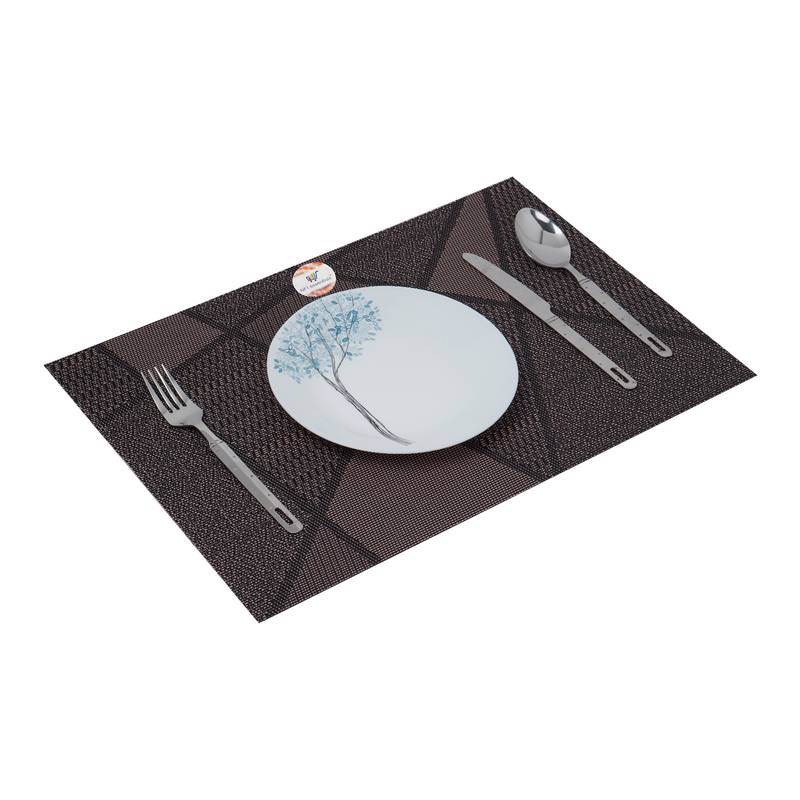 NFI essentials PVC Dining Table Dinner Mats Set of 6 Pcs Dinner Placemats Multipurpose Dinner & Kitchen Coaster (Brown)