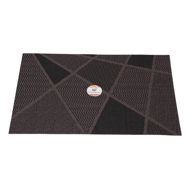 NFI essentials PVC Dining Table Dinner Mats Set of 6 Pcs Dinner Placemats Multipurpose Dinner & Kitchen Coaster (Brown)