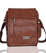 NFI essentials Men's Leather Sling Bag Stylish Cross Body Travel Office Business Messenger Bag for Men & Women (Tan)