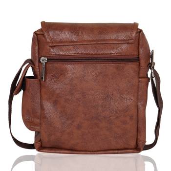 NFI essentials Men's Leather Sling Bag Stylish Cross Body Travel Office Business Messenger Bag for Men & Women (Tan) 3