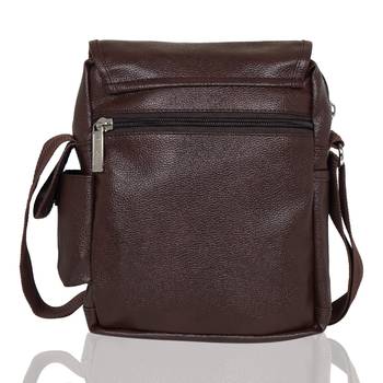 NFI essentials Men's Leather Sling Bag Stylish Cross Body Travel Office Business Messenger Bag Men & Women (Dark Brown) 3