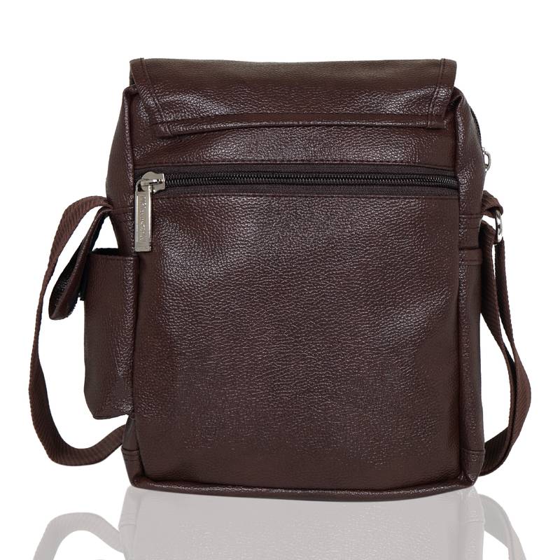 NFI essentials Men's Leather Sling Bag Stylish Cross Body Travel Office Business Messenger Bag Men & Women (Dark Brown)
