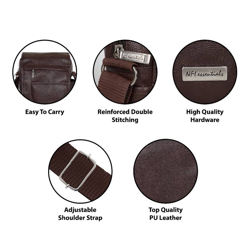 NFI essentials Men's Leather Sling Bag Stylish Cross Body Travel Office Business Messenger Bag Men & Women (Dark Brown)