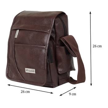NFI essentials Men's Leather Sling Bag Stylish Cross Body Travel Office Business Messenger Bag Men & Women (Dark Brown) 5