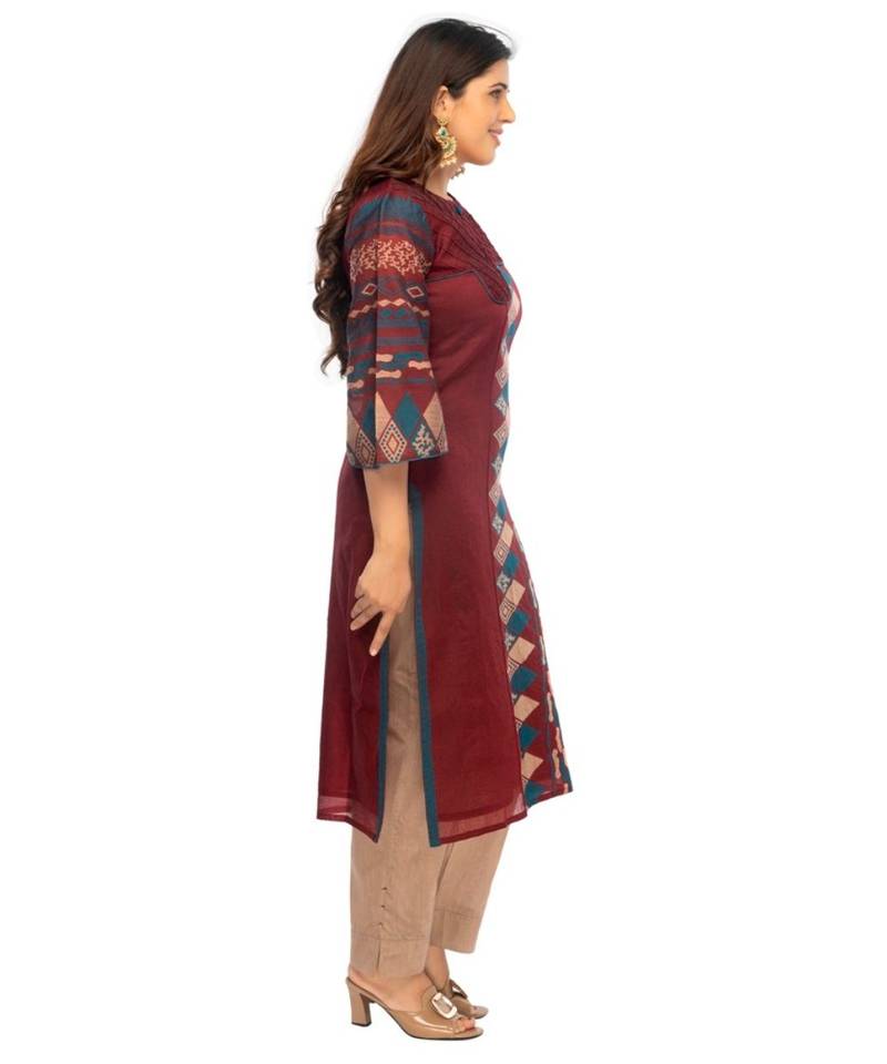 Maroon Chanderi kurti
