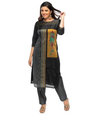 Black Chanderi kurti 1