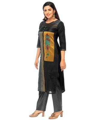 Black Chanderi kurti 3