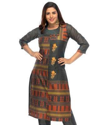 Gray Chanderi kurti 1
