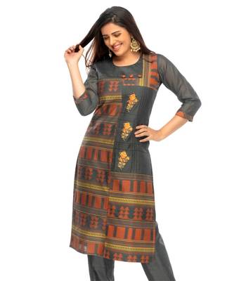 Gray Chanderi kurti 2