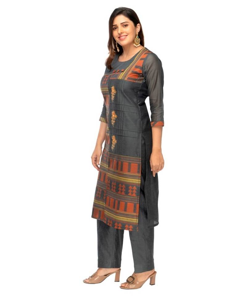 Gray Chanderi kurti