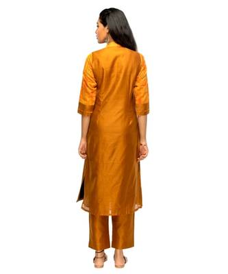 mustard Chanderi kurti 4