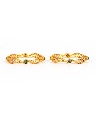 Gold Plated Stone Studded  Set of Two Bangles 2
