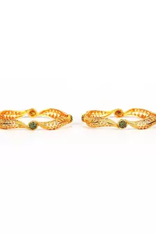 Gold Plated Stone Studded  Set of Two Bangles