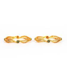 Gold Plated Stone Studded  Set of Two Bangles