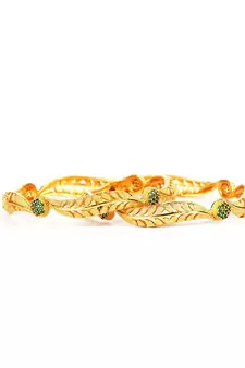 Gold Plated Stone Studded  Set of Two Bangles