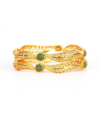 Gold Plated Stone Studded  Set of Two Bangles 4