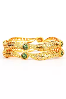Gold Plated Stone Studded  Set of Two Bangles