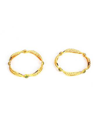 Gold Plated Stone Studded  Set of Two Bangles 5