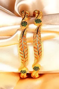 Gold Plated Stone Studded  Set of Two Bangles