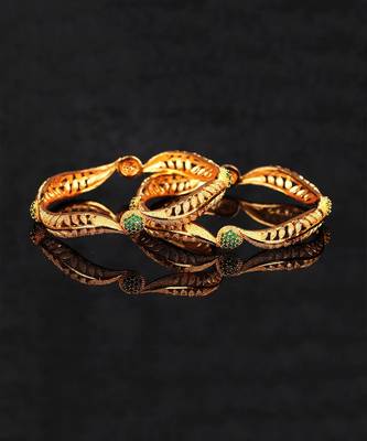Gold Plated Stone Studded  Set of Two Bangles 7