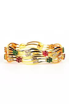 Gold Plated Studded Set of Two Bangles
