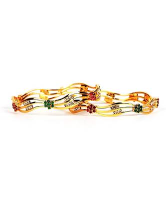 Gold Plated Studded Set of Two Bangles 3
