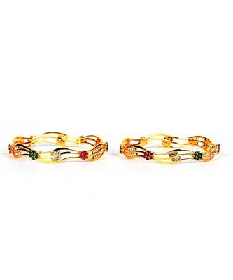 Gold Plated Studded Set of Two Bangles 4