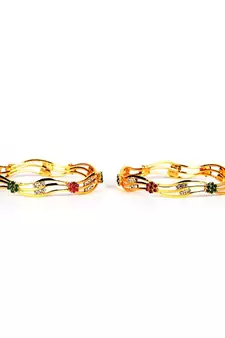 Gold Plated Studded Set of Two Bangles
