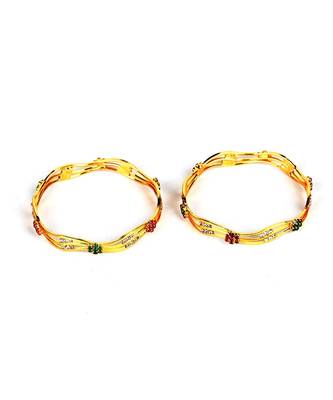 Gold Plated Studded Set of Two Bangles 5