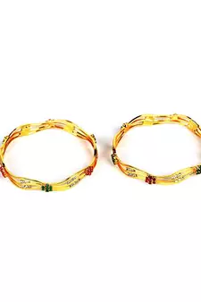 Gold Plated Studded Set of Two Bangles
