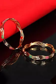 Gold Plated Studded Set of Two Bangles