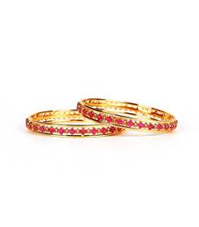 Gold Plated Stone Studded Set of Two Bangles