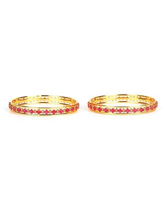 Gold Plated Stone Studded Set of Two Bangles 4
