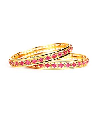 Gold Plated Stone Studded Set of Two Bangles 5