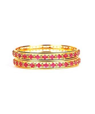 Gold Plated Stone Studded Set of Two Bangles 6