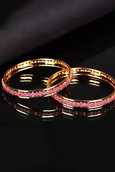Gold Plated Stone Studded Set of Two Bangles