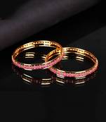 Gold Plated Stone Studded Set of Two Bangles