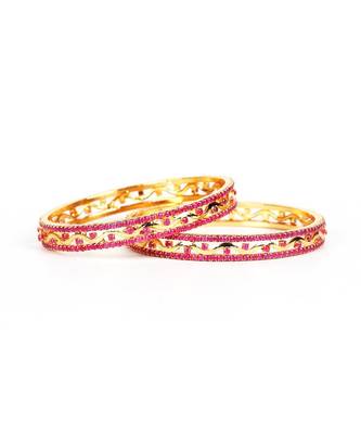 Purple Gold Plated Set of Two Bangles 3