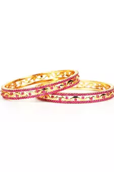 Purple Gold Plated Set of Two Bangles