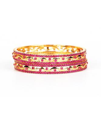 Purple Gold Plated Set of Two Bangles 4