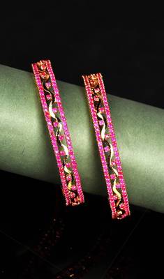Purple Gold Plated Set of Two Bangles 1