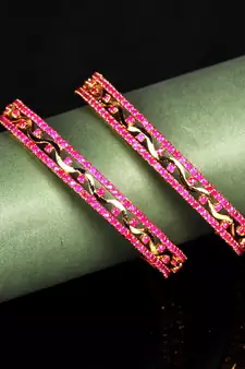 Purple Gold Plated Set of Two Bangles