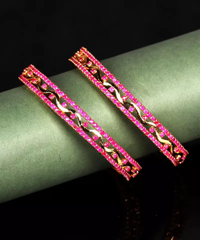 Purple Gold Plated Set of Two Bangles