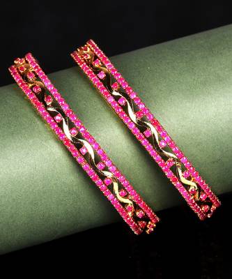 Purple Gold Plated Set of Two Bangles 6