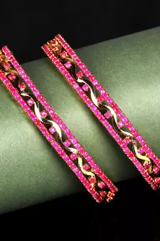 Purple Gold Plated Set of Two Bangles
