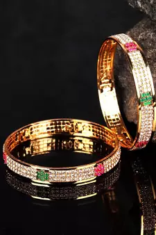 Gold Plated Stone Studded Set of Four Bangles