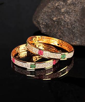 Gold Plated Stone Studded Set of Four Bangles 2