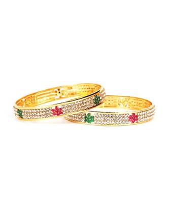 Gold Plated Stone Studded Set of Four Bangles 3